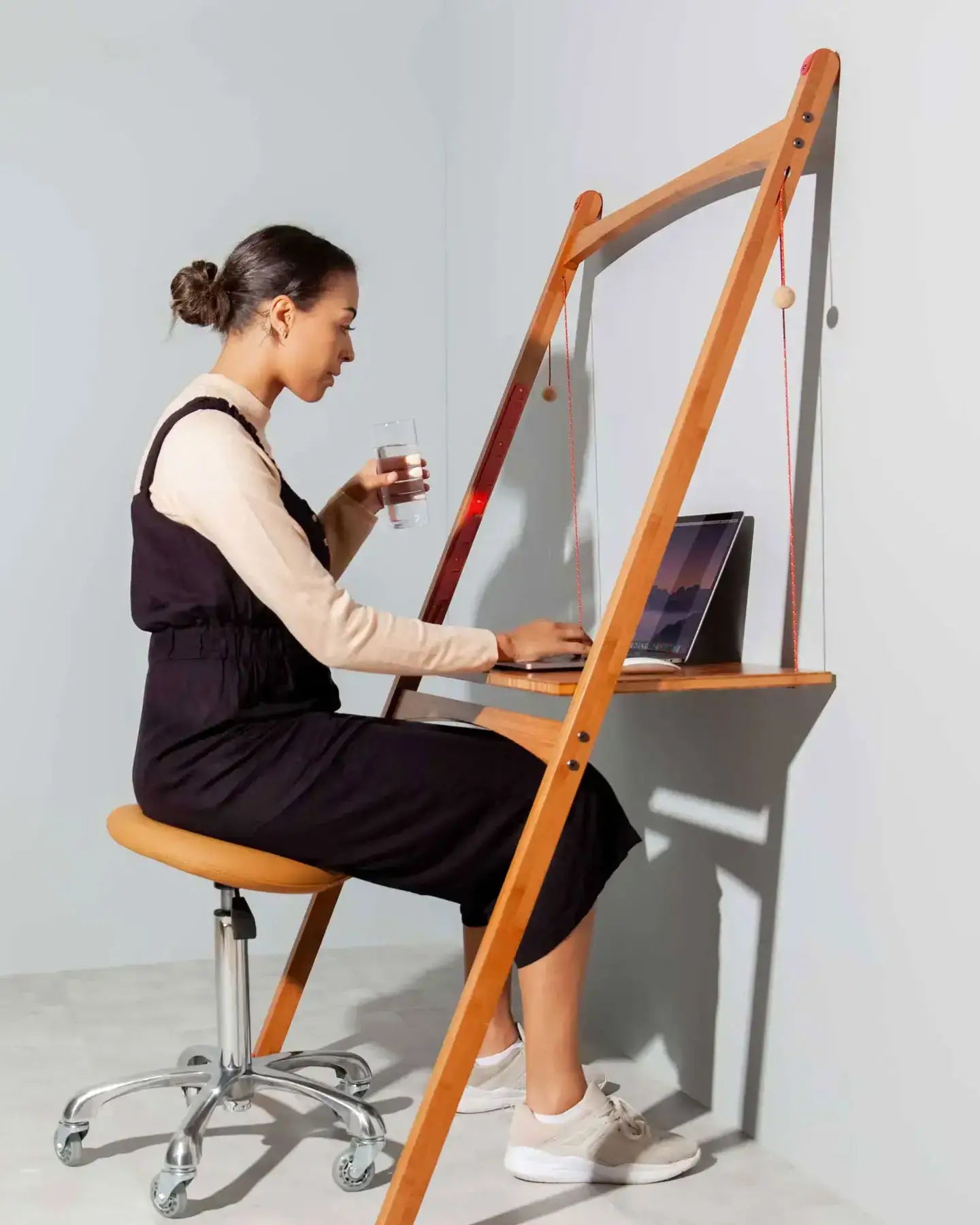 Leandesk Bamboo Folding Sit-Stand Desk – Compact Standing Desk, Space-Saving Sustainable Design - Subscription