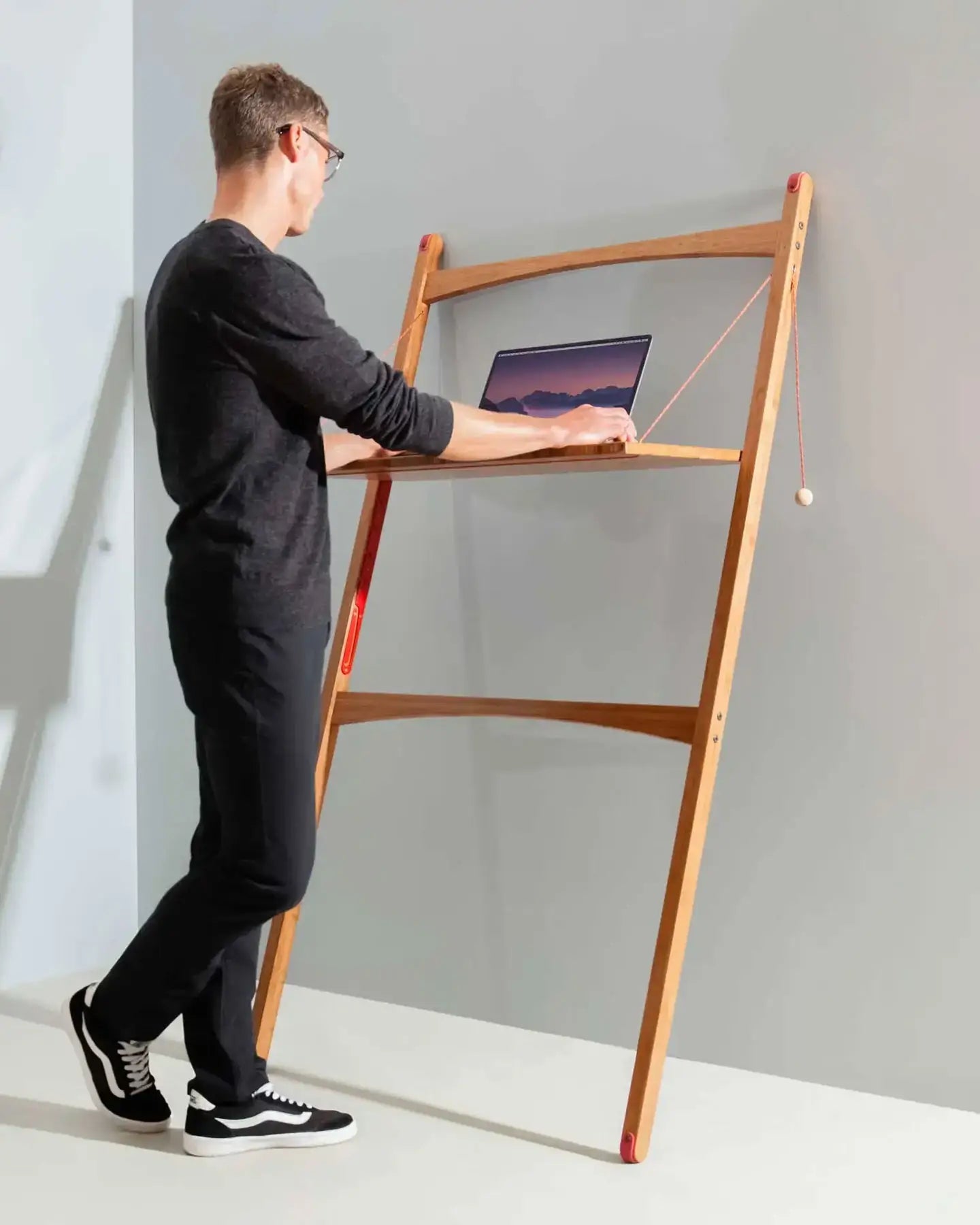Leandesk Bamboo Folding Sit-Stand Desk – Compact Standing Desk, Space-Saving Sustainable Design - Subscription