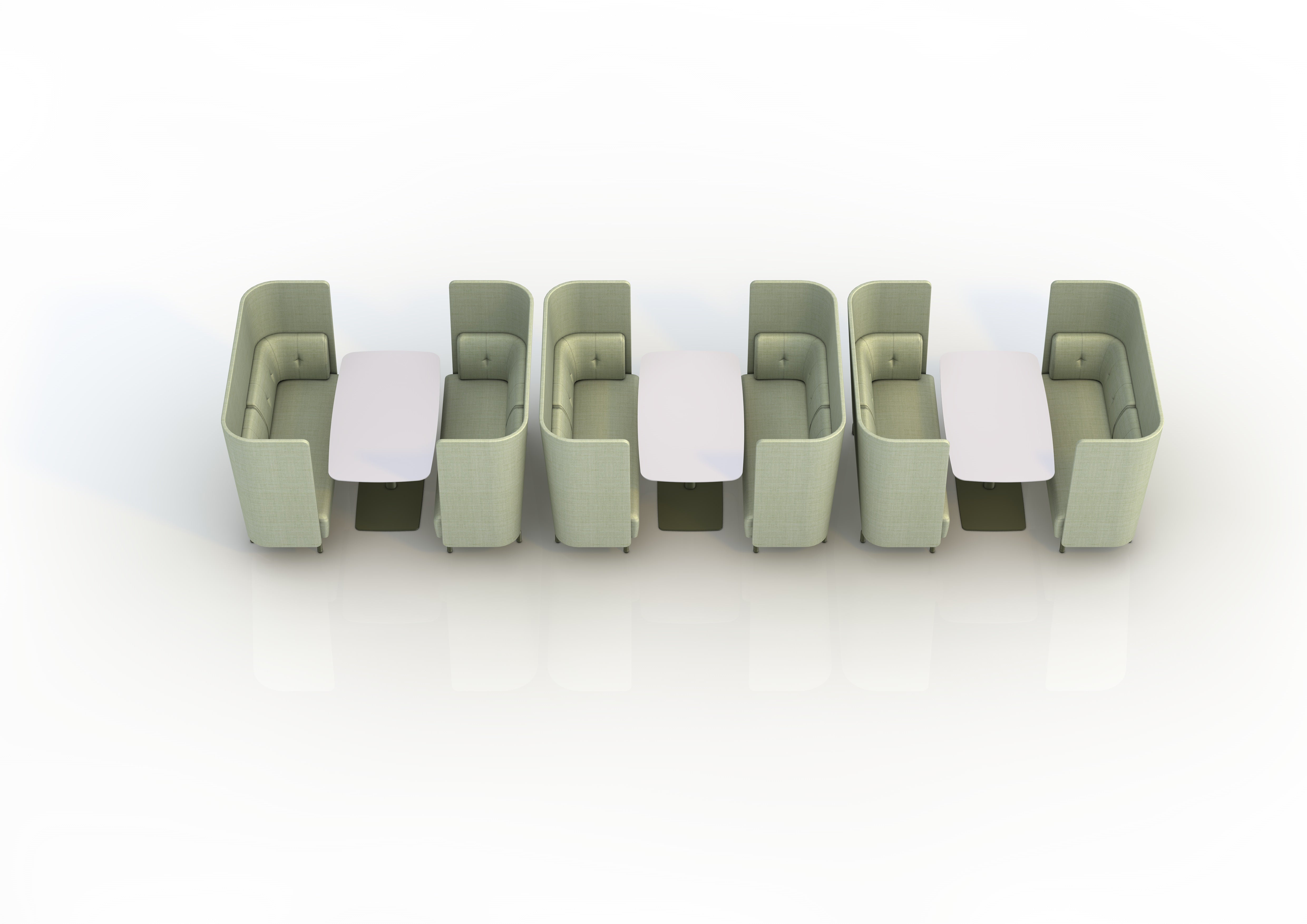 Row of green office chairs with white tablecloths on a white background Orange Box Beyond Desk is a modern, height-adjustable sit-stand desk designed for home offices, commercial workspaces, coworking areas, and collaborative environments. Featuring ergonomic design, advanced cable management, and smart connectivity, it supports productivity, wellness, and flexible work setups. Available via purchase, subscription, or lease as part of a sustainable office furniture solution supporting a circular economy.