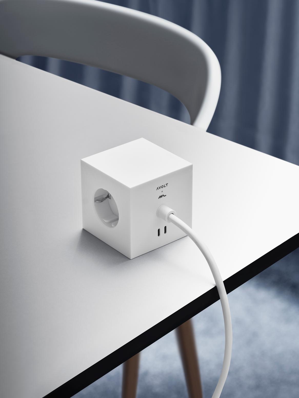 AVOLT x Martinelli Luce - Square 1 (UK) - Opal White /  AC and USB-C LIMITED EDITION