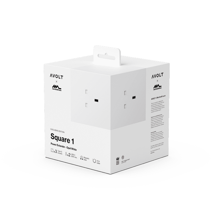 AVOLT x Martinelli Luce - Square 1 (UK) - Opal White /  AC and USB-C LIMITED EDITION