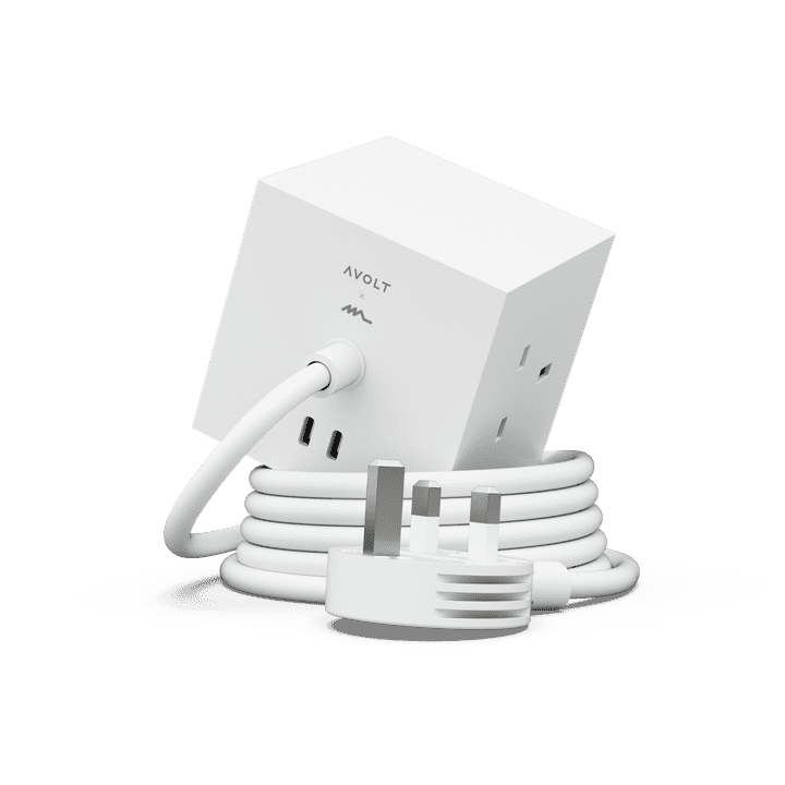 AVOLT x Martinelli Luce - Square 1 (UK) - Opal White /  AC and USB-C LIMITED EDITION