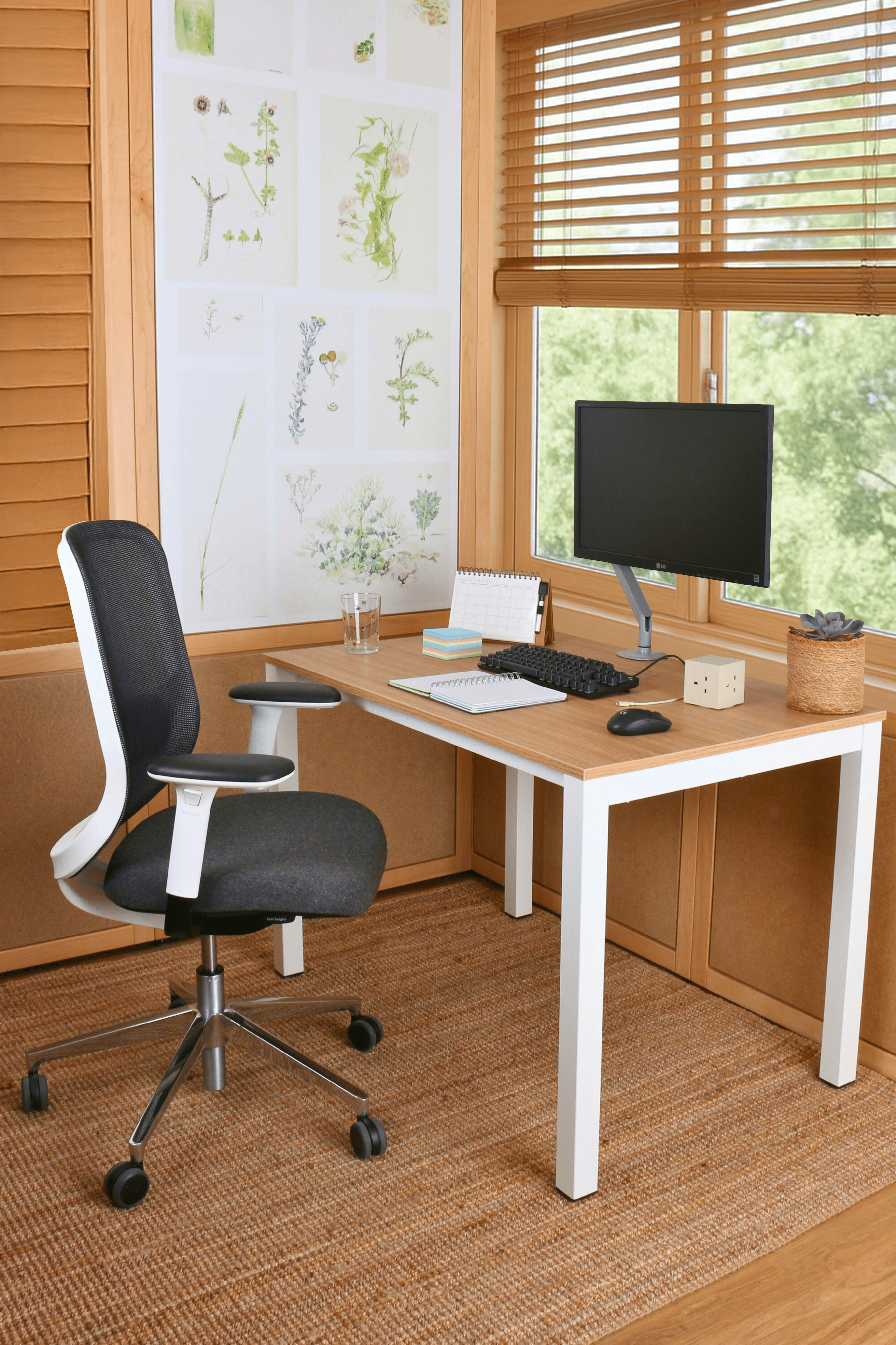 orange box office chair Work-from-home bundle with height-adjustable sit-stand desk and orange ergonomic office chair, ideal for home offices, remote workspaces, and flexible home setups. This home-compliant office furniture bundle combines modern design, comfort, and productivity. Available via purchase, subscription, or lease, supporting a circular economy and sustainable home office solutions. bluetooth